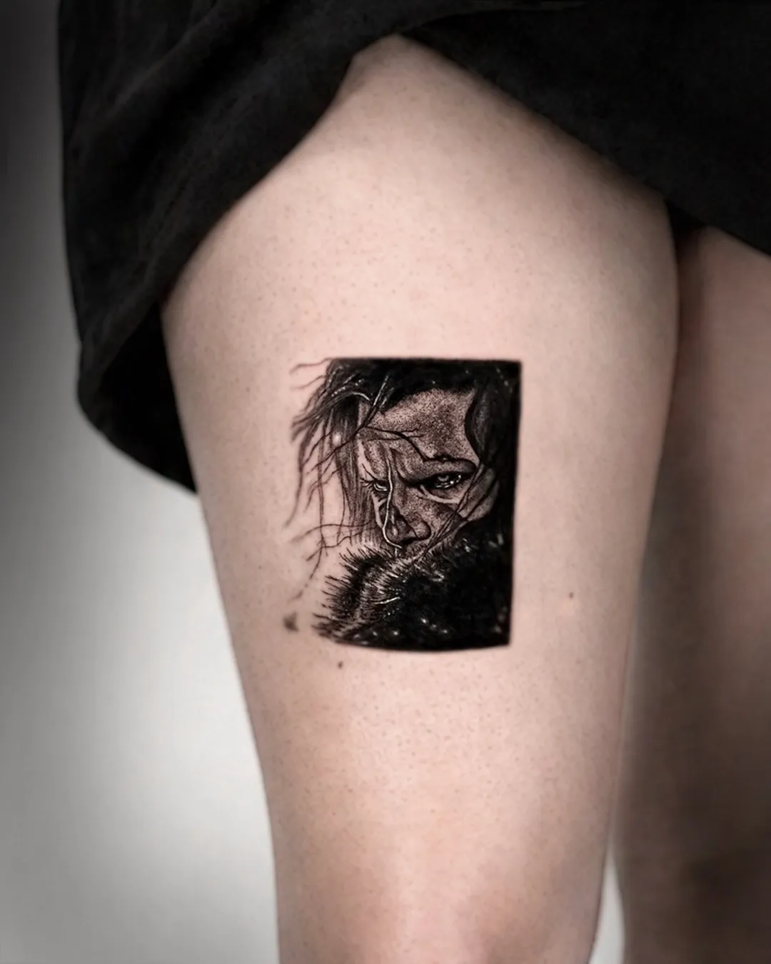 Detail of the framed portrait tattoo