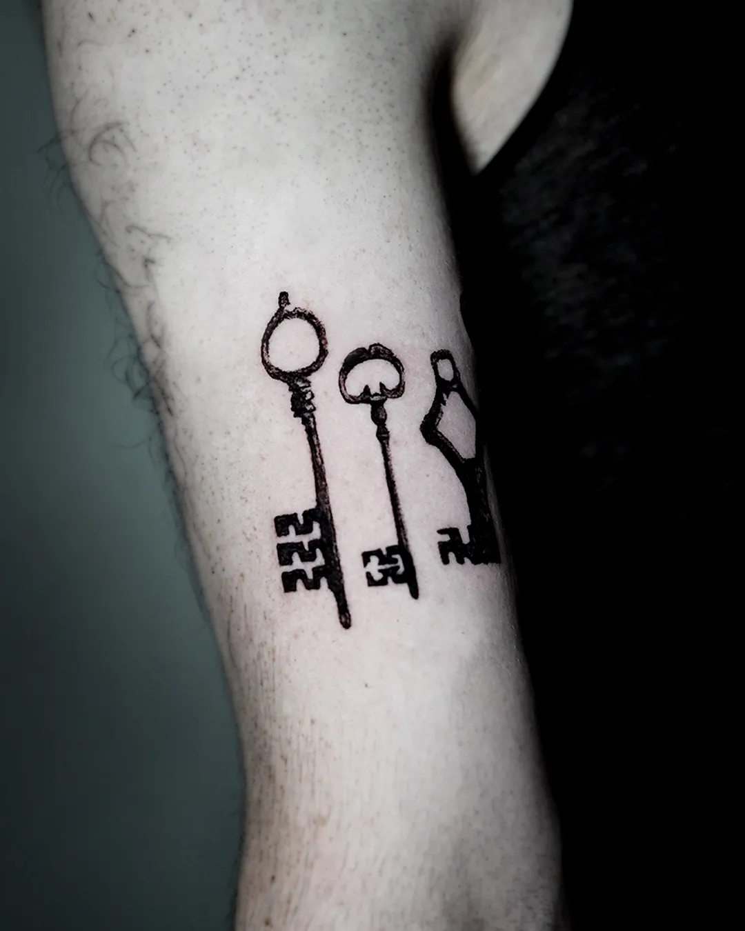 The keys tattoo photographed in the studio