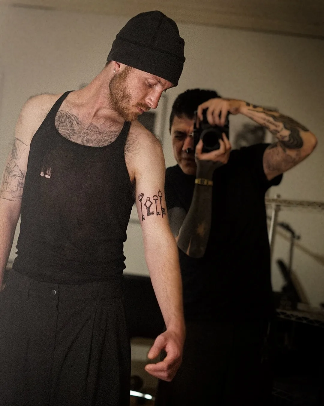 Close-up of the three keys tattoo